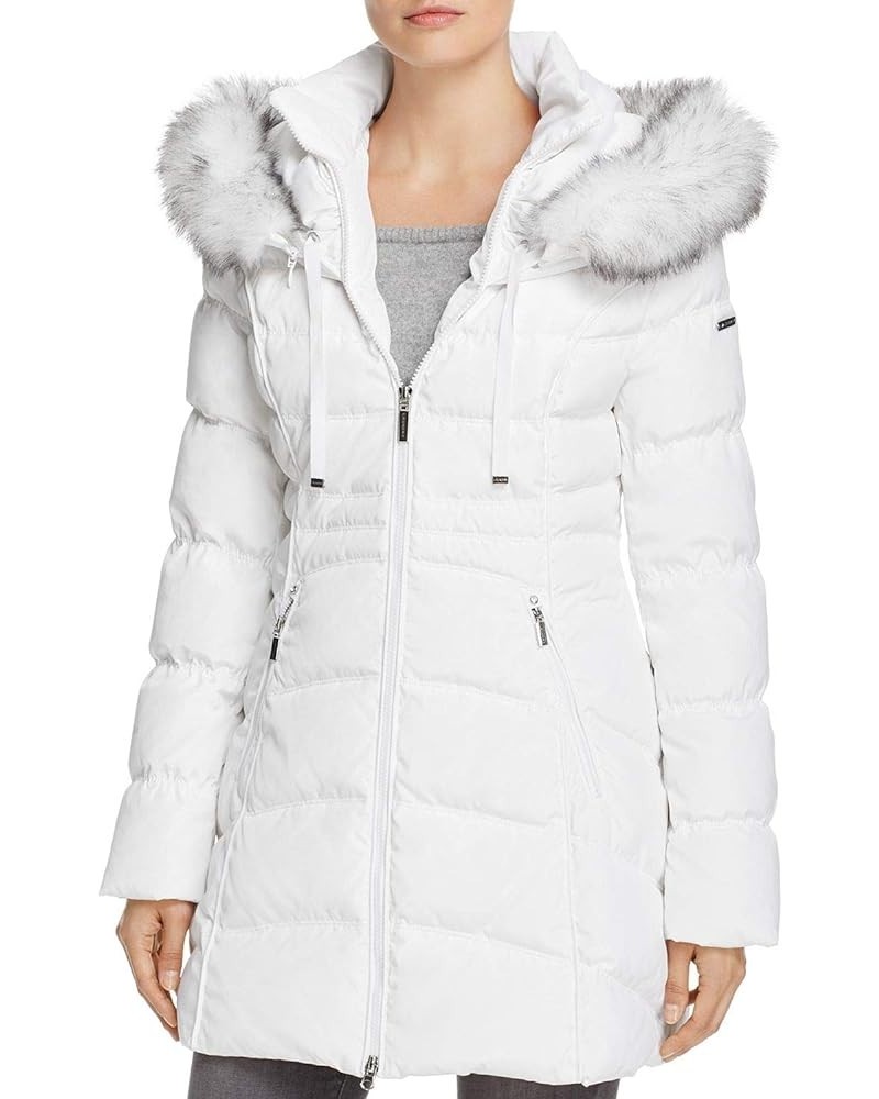 Women's 3/4 Hooded Puffer Jacket with Faux Fur Trim Real White (2018) $88.65 Jackets