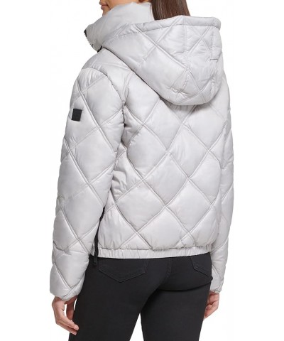 Women's Short Hooded Diamond Quilted Puffer Jacket Pearl $23.79 Jackets