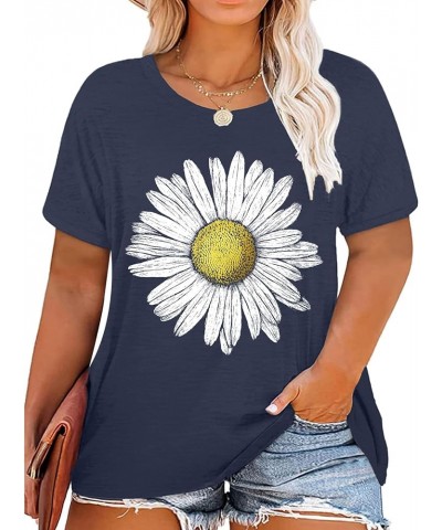 Plus Size Tops Sunflower Shirts for Women Flower Graphic Tees Shirts Summer Inspirational Tshirt Blue1 $12.10 T-Shirts