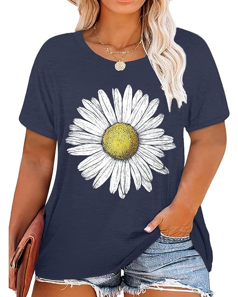 Plus Size Tops Sunflower Shirts for Women Flower Graphic Tees Shirts Summer Inspirational Tshirt Blue1 $12.10 T-Shirts