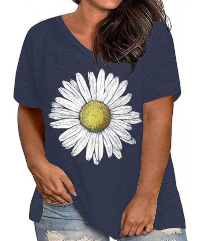 Plus Size Tops Sunflower Shirts for Women Flower Graphic Tees Shirts Summer Inspirational Tshirt Blue1 $12.10 T-Shirts