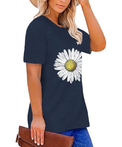 Plus Size Tops Sunflower Shirts for Women Flower Graphic Tees Shirts Summer Inspirational Tshirt Blue1 $12.10 T-Shirts