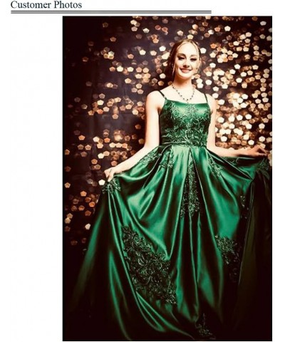 Women's Spaghetti Straps Quinceanera Embroidery Long Ball Gown Green $45.51 Dresses