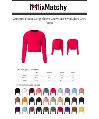 Women's Fleece Long Sleeve Crewneck Cropped Sweatshirt Tops Cropped Burgundy $13.89 Hoodies & Sweatshirts