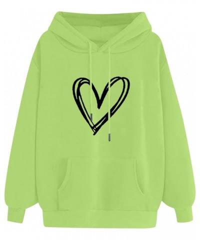 Womens Heart Print Hoodies Casual Plus Size Long Sleeve Hooded Sweatshirts Oversized Graphic Cute Preppy Clothes 17 Green $6....