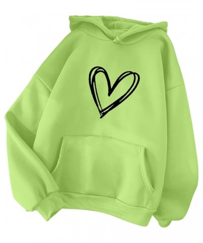 Womens Heart Print Hoodies Casual Plus Size Long Sleeve Hooded Sweatshirts Oversized Graphic Cute Preppy Clothes 17 Green $6....