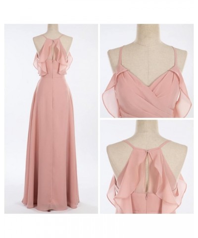 Women's Long Spaghetti Straps Bridesmaid Dress with Slit Off Shoulder Chiffon Formal Party Gowns MDPM128 Pool $33.60 Dresses