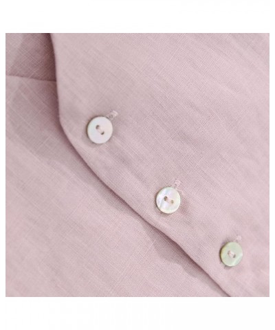 Womens Pure Linen Sleeveless Button Down Crop Top V Neck Waistcoat Vest Pink $19.37 Vests