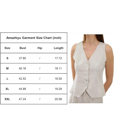 Womens Pure Linen Sleeveless Button Down Crop Top V Neck Waistcoat Vest Pink $19.37 Vests