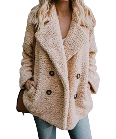 Womens Winter Warm Open Front Jacket Fluffy Teddy Bear Coat Sherpa Outwear with Pockets Khaki $19.24 Coats