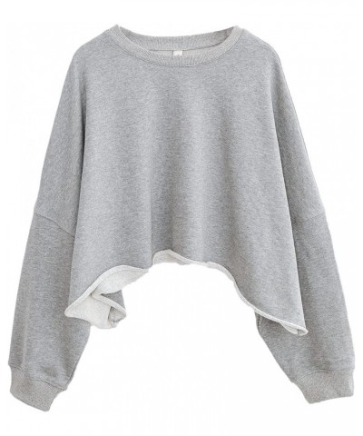 Women’s Cropped Hoodie Pullover Long Sleeve Crewneck Crop Tops Oversize Fit Heather Grey $15.00 Hoodies & Sweatshirts