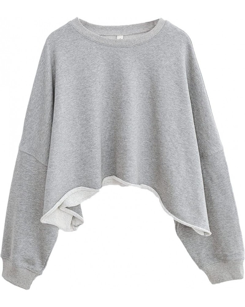 Women’s Cropped Hoodie Pullover Long Sleeve Crewneck Crop Tops Oversize Fit Heather Grey $15.00 Hoodies & Sweatshirts