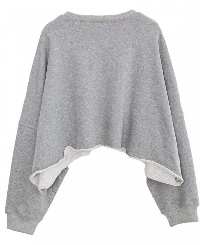 Women’s Cropped Hoodie Pullover Long Sleeve Crewneck Crop Tops Oversize Fit Heather Grey $15.00 Hoodies & Sweatshirts