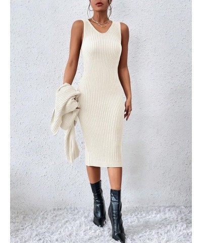 Women's 2 Piece Sweater Outfit Sets Turtleneck Long Sleeve Ribbed Knit Top Sleeveless Bodycon Midi Sweater Dress White $24.50...