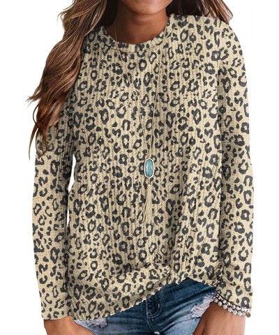 Womens Loose Blouse Long Sleeve T Shirts Twist Knot Casual Tops Leopard $8.39 Tops