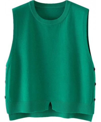 Women's Pullover Sweater – Stylish Sleeveless Sweater Vest with Round Neck and Ribbed Knit Green Medium $12.04 Sweaters