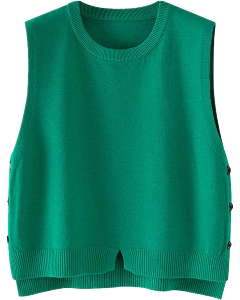 Women's Pullover Sweater – Stylish Sleeveless Sweater Vest with Round Neck and Ribbed Knit Green Medium $12.04 Sweaters