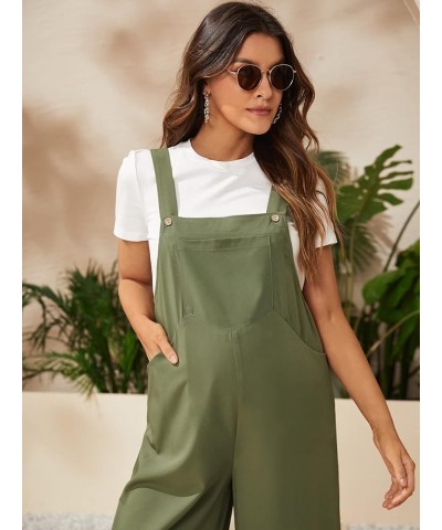 Women's Maternity Overalls Button Straps Casual Sleeveless Long Wide Leg Loose Pants Jumpsuit with Pockets Army Green $14.80 ...