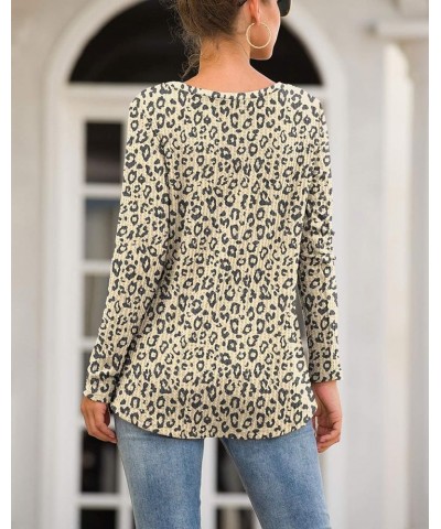 Womens Loose Blouse Long Sleeve T Shirts Twist Knot Casual Tops Leopard $8.39 Tops