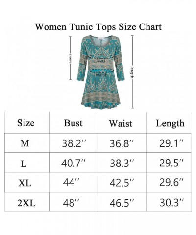 3/4 Sleeve Shirts for Women Dressy Tunic Tops Casual Wear with Floral Aquabeige $13.49 Tops