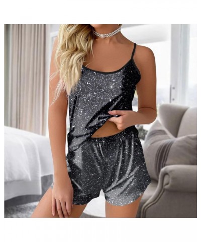 Women's Printed Pyjama Sets Soft Two Piece Loungewear Sets Sleeveless Tops Shorts Matching Pyjamas Nightwear, S-2XL 1-gray $9...