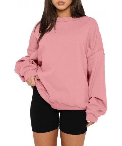 Womens Long Sleeve Sweatshirts Casual Crew Neck Loose Fit Pullover Hoodie Fleece Fall Tops A-pink $14.49 Hoodies & Sweatshirts