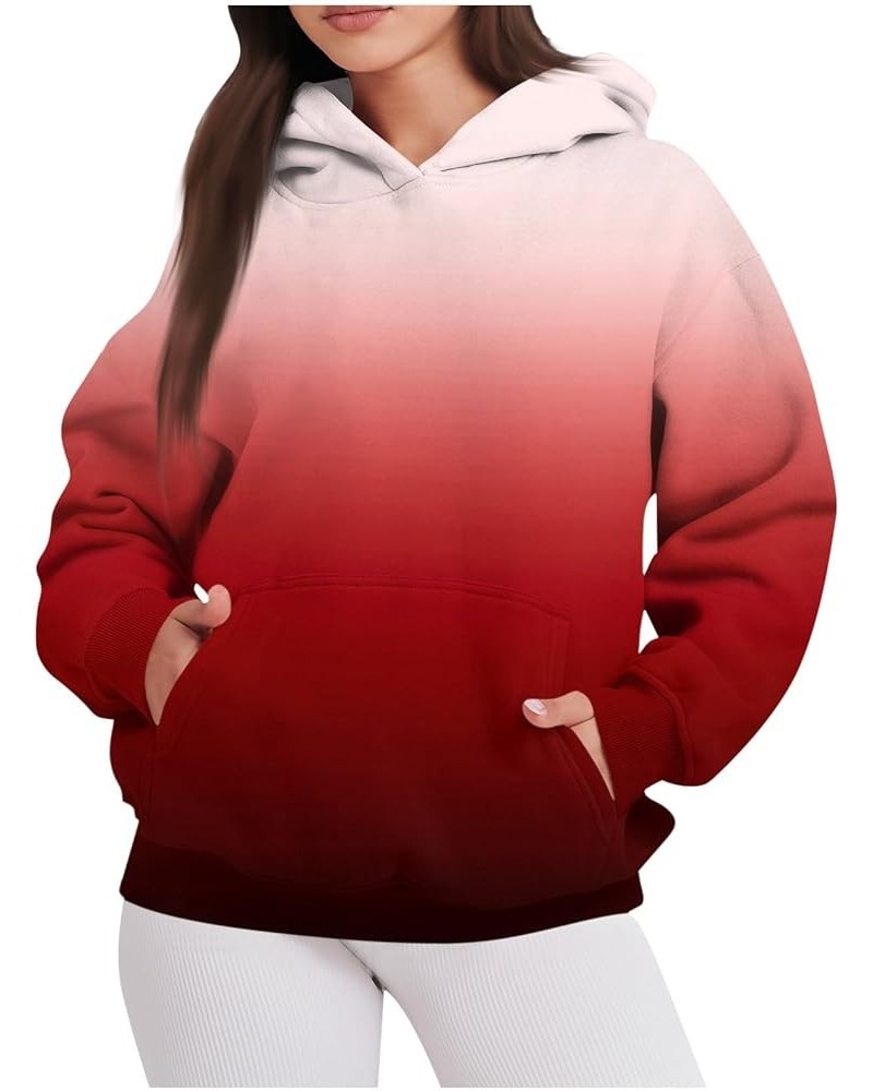 Oversized Sweatshirt for Women fleece Hoodies Fall winter basic Long sleeve Comfy pullover 4-red $13.18 Hoodies & Sweatshirts