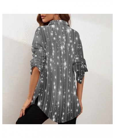 Womens Button Down Shirts Roll Up Long Sleeve Casual Blouse Shirts Tops Z-shiny Gary01 $11.60 Blouses