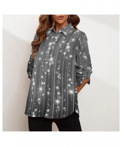 Womens Button Down Shirts Roll Up Long Sleeve Casual Blouse Shirts Tops Z-shiny Gary01 $11.60 Blouses