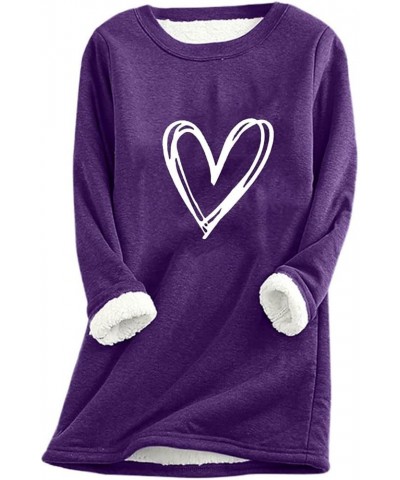 Womens Sherpa Fleece Lined Sweater Shirt Casual Warm Winter Fuzzy Pullover Sweatshirt Soft Loungewear Underwear H05-purple $9...