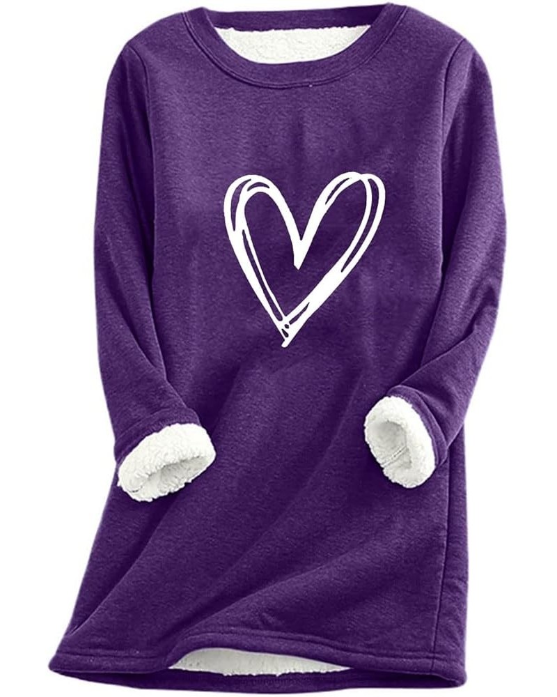 Womens Sherpa Fleece Lined Sweater Shirt Casual Warm Winter Fuzzy Pullover Sweatshirt Soft Loungewear Underwear H05-purple $9...