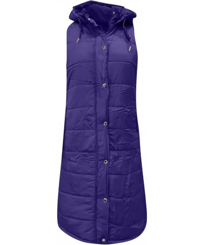 Women's Long Puffer Vest Jacket Sleveless Hoodies Full Zipper Sleeveless Down Coats Thickened Warm Windbreakers 05-purple $14...