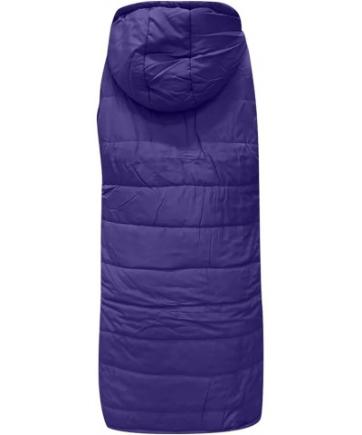 Women's Long Puffer Vest Jacket Sleveless Hoodies Full Zipper Sleeveless Down Coats Thickened Warm Windbreakers 05-purple $14...