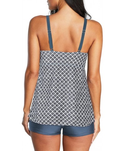 Two Piece Bathing Suits for Womens Tankini Swimsuits Plus Size Swimwear with Tummy Control Boyshorts Gray $17.91 Swimsuits