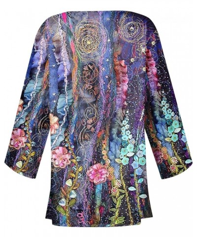 Womens 2024 Summer Floral Printed Cardigan Long Sleeve Kimono Loose Cover Up Casual Blouse Tops Cruise Outfits 1-purple $8.85...