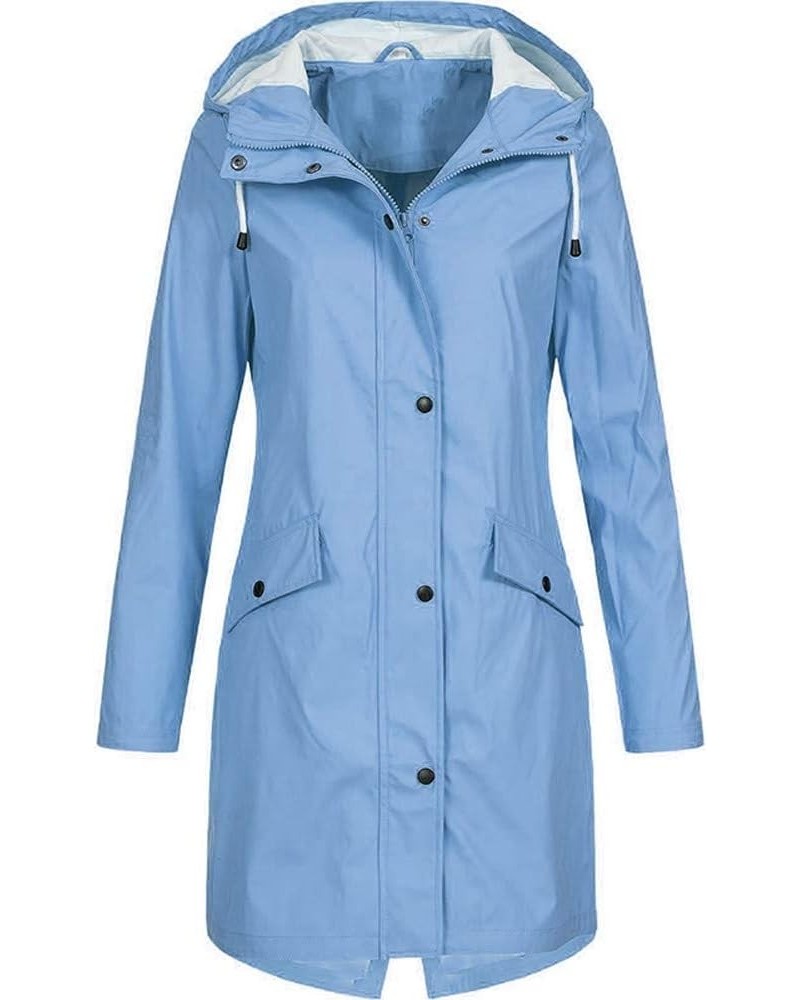 Women Long Rain Jackets for Waterproof Raincoat Hooded Rain Poncho Outdoor Windbreaker Women Rain Jacket Waterproof Sky Blue ...