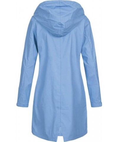 Women Long Rain Jackets for Waterproof Raincoat Hooded Rain Poncho Outdoor Windbreaker Women Rain Jacket Waterproof Sky Blue ...