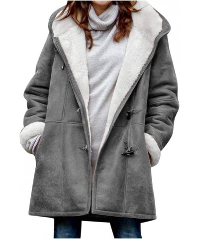 Winter Coats For Women Plus Size Fleece Sherpa Long Sleeve Hooded Jackets Casual Warm Full Zip Up Outerwear Clothes G-gray $2...