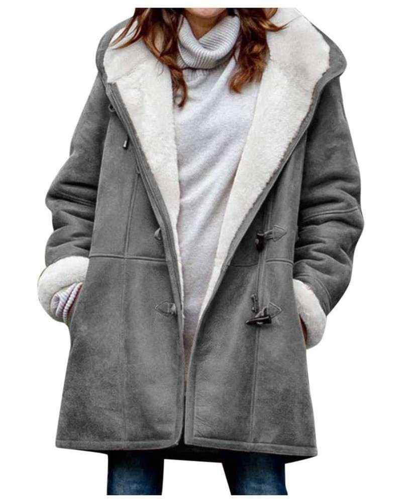 Winter Coats For Women Plus Size Fleece Sherpa Long Sleeve Hooded Jackets Casual Warm Full Zip Up Outerwear Clothes G-gray $2...