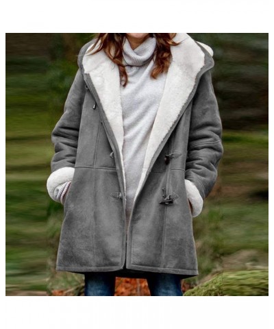 Winter Coats For Women Plus Size Fleece Sherpa Long Sleeve Hooded Jackets Casual Warm Full Zip Up Outerwear Clothes G-gray $2...