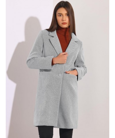 Women's Winter Coats Striped Notched Lapel Collar Single Breasted Outerwear Blazer Coat Grey $38.47 Coats