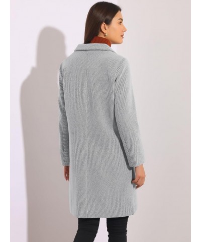 Women's Winter Coats Striped Notched Lapel Collar Single Breasted Outerwear Blazer Coat Grey $38.47 Coats