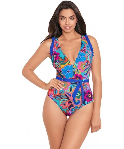 Skinny Dippers Women's Swimwear Jelly Beans Cinch Ruffle Sleeve Soft Cup One Piece Swimsuit Multi $32.50 Swimsuits