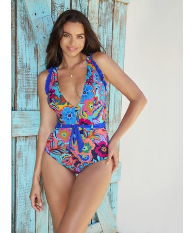 Skinny Dippers Women's Swimwear Jelly Beans Cinch Ruffle Sleeve Soft Cup One Piece Swimsuit Multi $32.50 Swimsuits