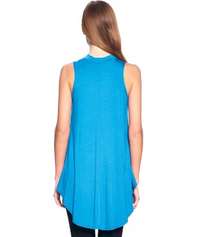 Basic Solid Long Flowy Tank T-Shirt Tunic - Made in USA Turquoise $9.00 Tops