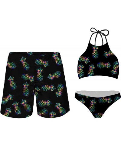 Couple Matching Swimsuit for Women and Mens Summer Beachwear Bathing Suit Women Black Pineapple $13.74 Others