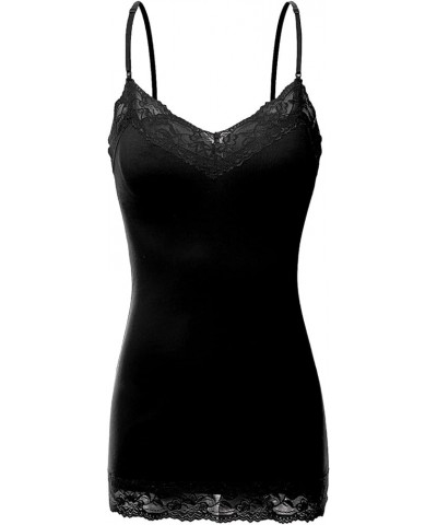 2 or 4 Pack Women's Junior and Plus Adjustable Spaghetti Strap Lace Tank Top 2pack - Black/Heather Grey $11.79 Tanks