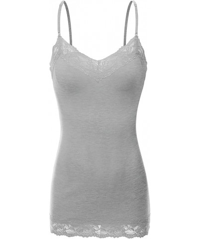 2 or 4 Pack Women's Junior and Plus Adjustable Spaghetti Strap Lace Tank Top 2pack - Black/Heather Grey $11.79 Tanks