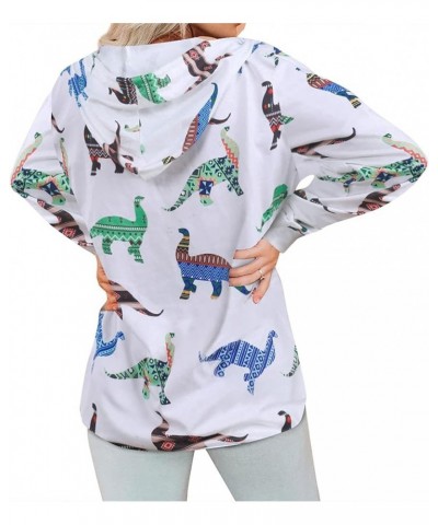 Women Cute Dinosaur Graphic Prime Tees Ladies Bestie Fun Shirt Blouse Tops I-white $13.99 Blouses