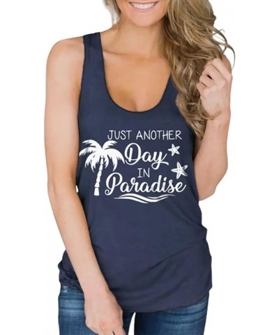 Beaches Booze & Besties Racerback Tank Tops Women O-Neck Summer Vacation Funny Sunglasses Graphic Letter Print Tank top Navy ...